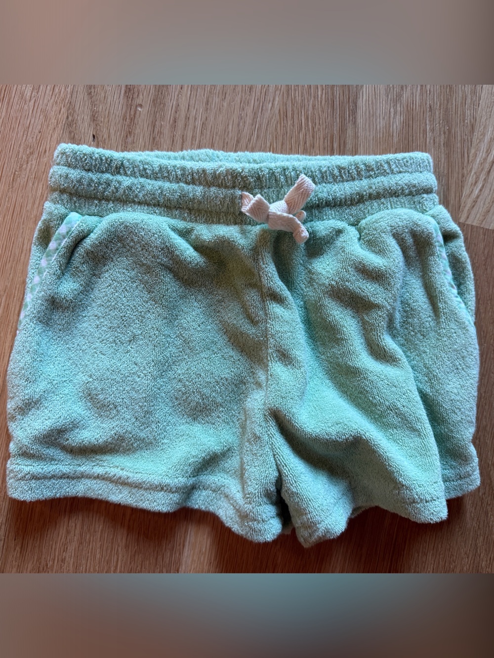 Kids Terry Cloth Elastic Waist Shorts - Mint Green